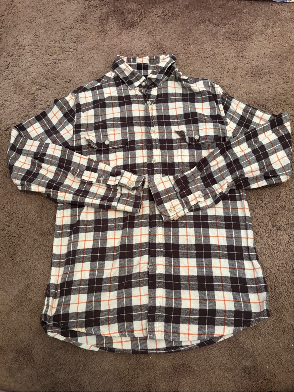 Goodfellow & Co Black, White & Orange Plaid Button-Down Shirt